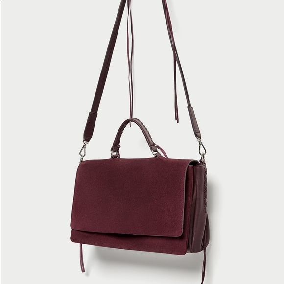 Zara Handbags - NWT Zara Eggplant Purple Braided Leather City Bag